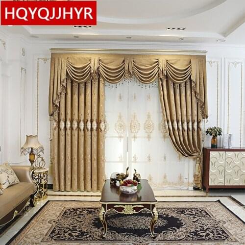 Brown Europe luxury embroidered blackout curtains for living room high quality decorative curtains for bedroom hotel windows