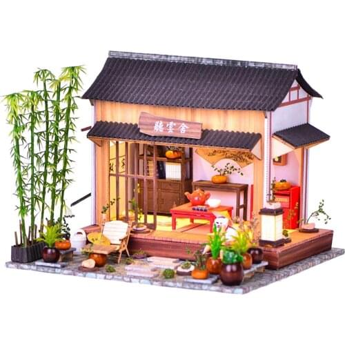 Cottage DIY DollHouse Kit with LED Doll House Model Building Creative Gift