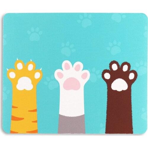 Cat Paw Mouse Pad Mini Circle Mousepad Cute Kawaii Dog Kitten Paws Gray Print Home Office Computer Laptop Desk Pads Small