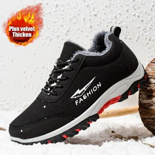 Winter Warm Cotton Shoes Men New Arrival Plus Velvet Men Casual Shoes Lace Up Mans Walking Footwear With fur Sneakers for Men