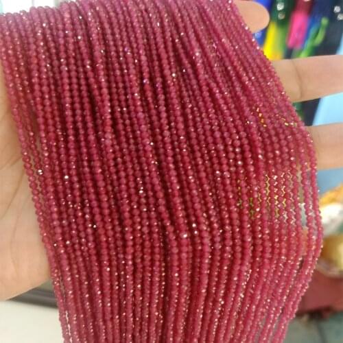 2mm Faceted Natural Rubys Stone Beads Round Loose Red Gem Stone Beads For Jewelry Making DIY Bracelet Necklace Strand 15