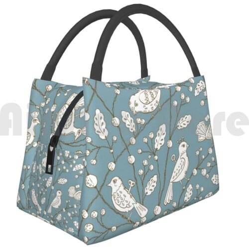 Cooler Lunch Bag Picnic Bag Clockwork Birds In Blue Wind Up Bird Tin Clockwork Bird Vine Chinoiserie