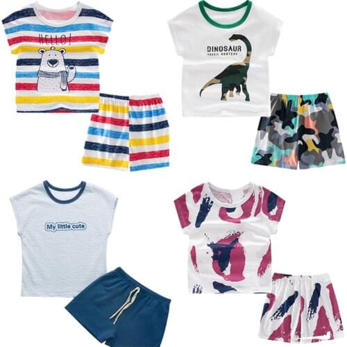 Summer Childrens Pajamas Baby Boy Clothes Cotton Pyjamas Kids T-shirt+Shorts 2pcs Cartoon Pajamas For Girls Boys Sleepwear Sets