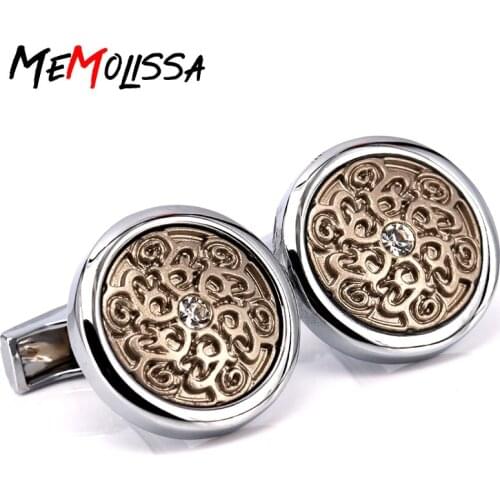 MeMolissa Upscale French Men Shirt Cuff Links Buttons Business Gifts Fashion Jewelry Crystal Flower Shape Men Shirt Cufflinks Ac