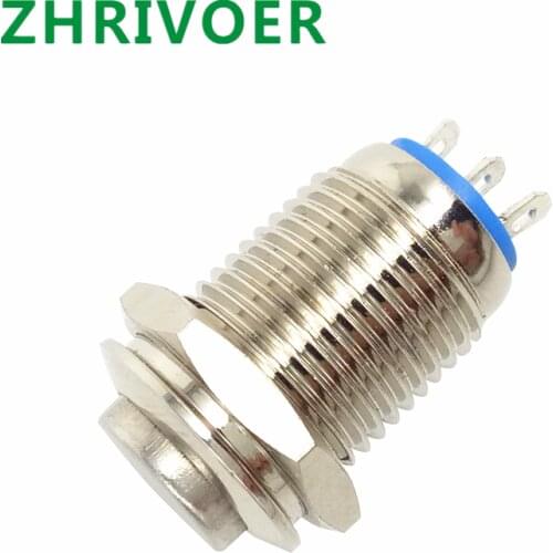 1pcs 3pin 12mm Metal Push Button Switch Self-locking Latching/Momentary Reset Waterproof High/Flat Round Nickel plated brass