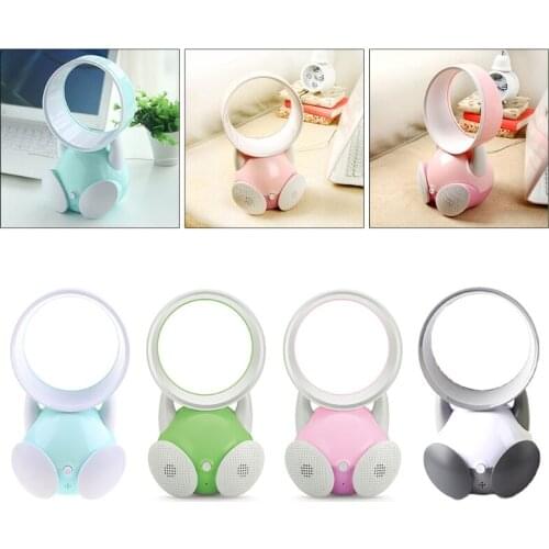Cute Cartoon Bladeless Quiet Mini Fan Portable Desktop Air Coolers USB Charging Smart Personal Cooling Tool for Summer Home