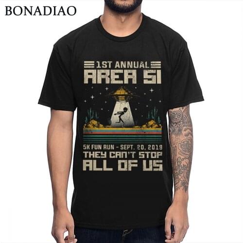 Fashion Alien Area 51 T Shirt Man Vintage Style 2019 5K Fun Run Crewneck Natural Cotton Big Size Tee Shirt