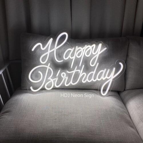 HDJSign Happy birthday led neon sign custom decoracion display acrylic flex cartel cool light for party gift home wall decor