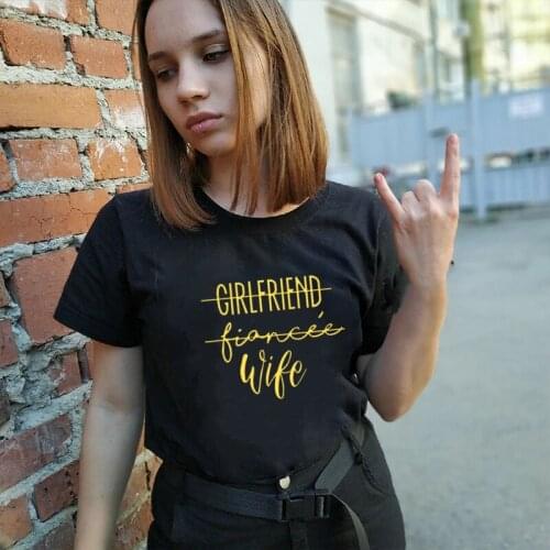 2021 New Style Girlfriend Fiance Wife T-Shirt Future Mrs Engagement Gift Fiance Tee Bachelorette Party Tops Summer Casual Cotton