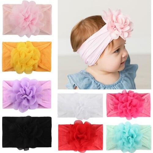 New Product Hot Sale Soft And Comfortable Nylon Stockings Headband Children Chiffon Flower Headband Headwear