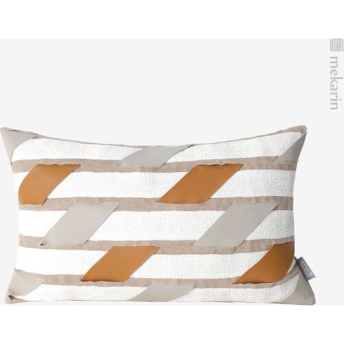 Original sofa waist pillow light luxury orange white gray three-color shot stitching pillow bed head pillow bedroom pillow