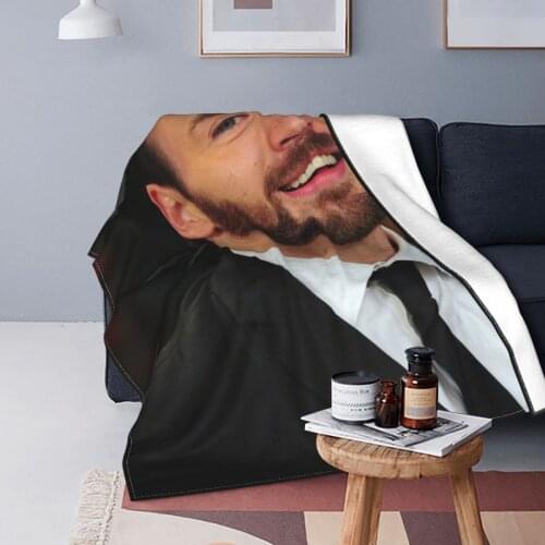 Chris Evans Blanket Fleece Autumn/Winter Actor Handsome Multifunction Warm Throw Blankets for Bed Car Bedspread