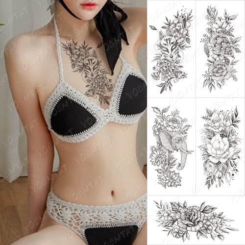 Waterproof Temporary Tattoo Sticker For Adult lotus bird Flash Tattoos Flowers animals Body Art Arm Fake Tatoo Women Men