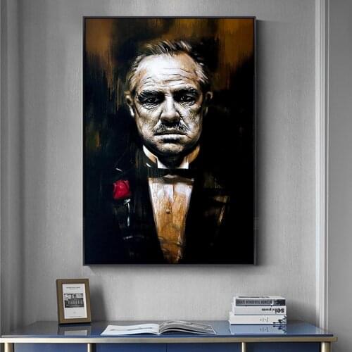 Hot Movie The Godfather Canvas Painting Classic Gangster Actor Posters and Print Wall Art Pictures for Living Room Decor Cuadros