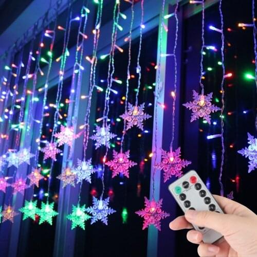 USB Operated Christmas Warm White Snowflake Curtain Light Home Party Decoration Fairy Lights