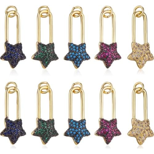 Juya DIY Rainbow Colorful Accessories Supplies Gold Star Charms For Handmade Fashion Designer Pendant Jewelry Making