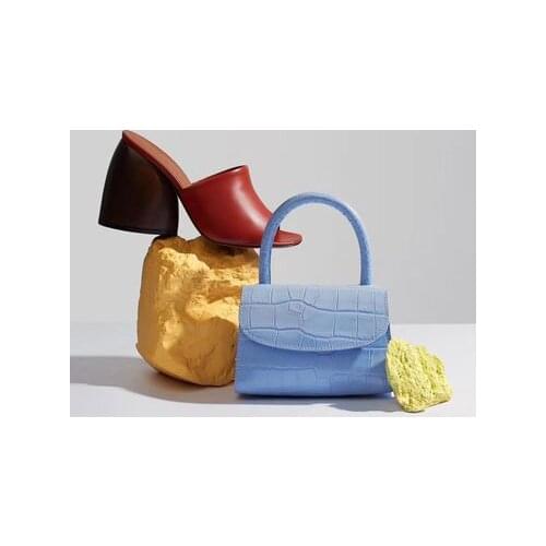 Retro niche handbag leather handcart shoulder mini small square bag crocodile pattern diagonal fashion cowhide tide