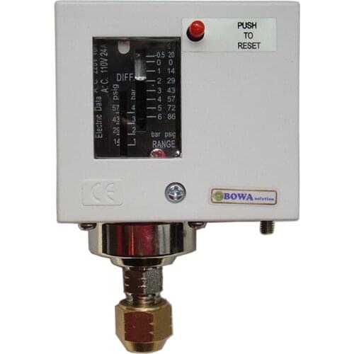 Manual switch is used in heat pump units and cascade freezer systems to give protection against excessively low suction pressure