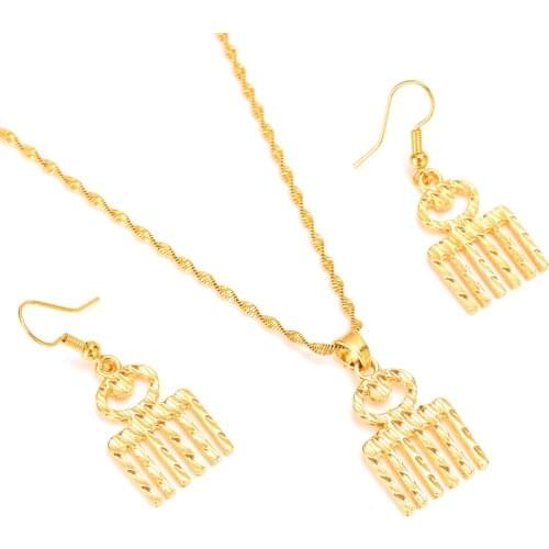 Gold color africa symbol sign drop earrings pendant Trendy Jewelry Gifts party women girls kids party wedding Jewelry sets