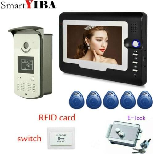 SmartYIBA 7" RFID Cards Open Door Lock Loud Speaker Video Doorman Doorphone Kits Security Wired Video&Audio Home Intercom