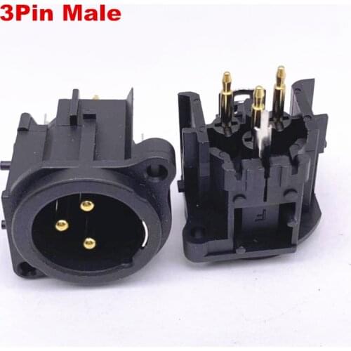 2Pcs/lot higt quality XLR 3Pole Gold-plated Straight feet Male/Female 3Pin socket Chassis PCB Panel Socket Connector Mic