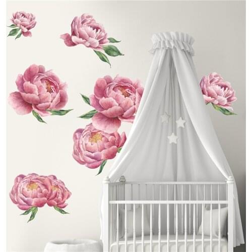 1PC Big Pink 3D Peony Wall Sticker Rose Flower For Living Room Bedroom 40*200CM Wall Decal Art Mural Home Decor Wallpaper Gift