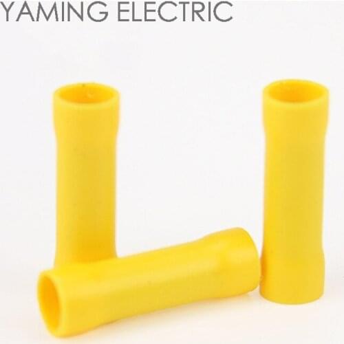 10pcs/bag Full Insulating Wire Connector Butt Yellow tube Connectors Electrical Wire Splice Terminal 4-6mm2 P14