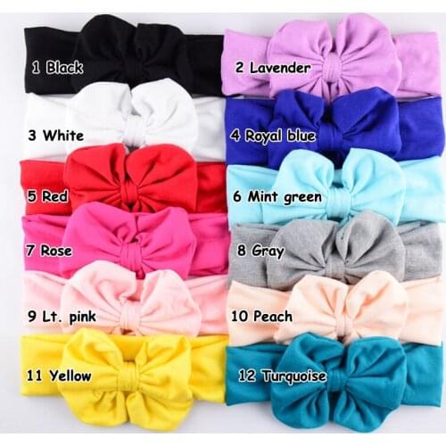 12 Colors 36pcs/lot Sweet Bows Headbands Mabe Of Pure Cotton Very Soft For New girls Top Quality Headwear For Kids FDA06