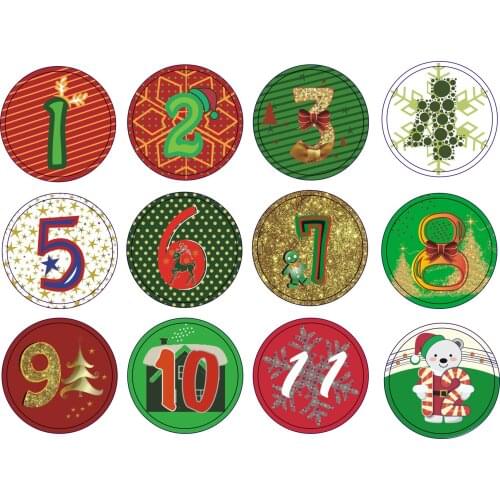 120pcs Christmas Advent Christmas Number Sticker Multifunction DIY Gifts Posted Children Sticker Stationary Stickers