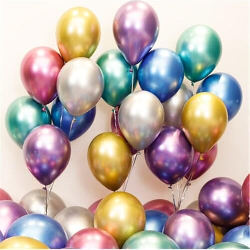 20pcs Metallic Gold Silver Green Purple Ballon Wedding Happy Birthday Latex Balloons Metal Chrome Balloon Air Helium Baloon