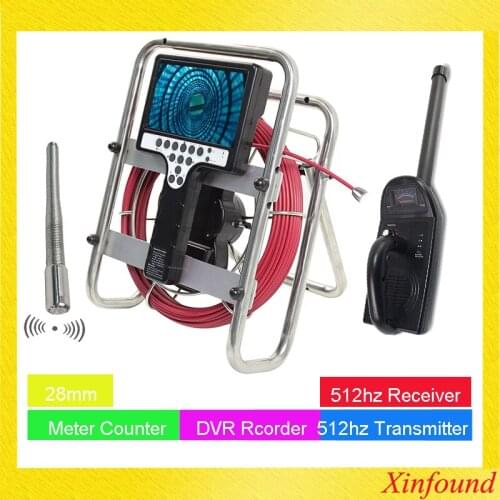 30m Long Self Leveling 28mm 512hzTransmitter Sonde Pipe Sewer Drain Inspection Camera Endoscope Borescope 7CLD DVR Meter-Counter