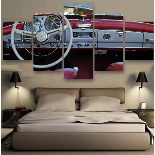5 Pcs Classical Luxury Sports Car Modular Pictures Print Wall Art Canvas Paintings Wall Decor for Living Room Posters No Framed