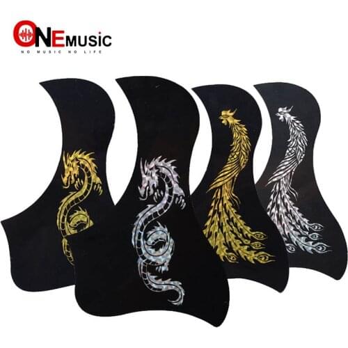 Phoenix And Dragon Pattern Acoustic Guitar Pickguard Pick Guard Sticker Bird Style Black