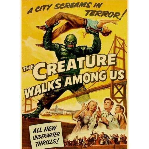American Horror Movie Creature from the black lagoon Retro Posters Quality Wall Posters Painting Art Decor Canvas Wall sticker