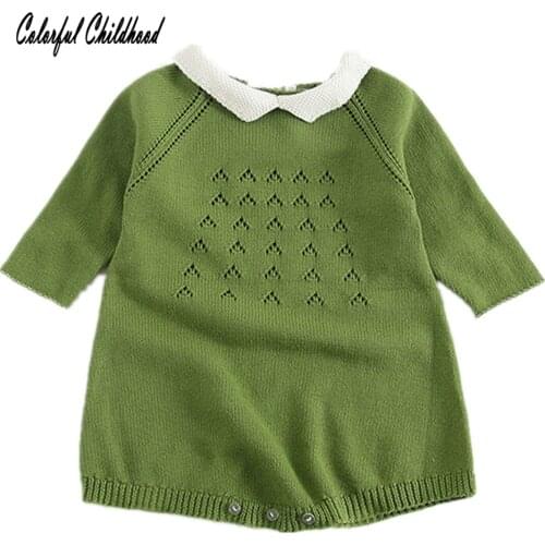 Newborn Baby Bodysuit peter pan Collar Long Sleeve Toddler Infant Baby Sweet Playsuit Body Girl Children Fall Winter Clothes