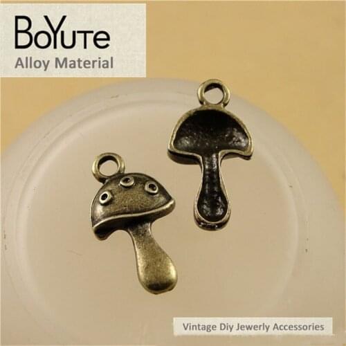 BoYuTe (100 Pieces/Lot) 20*11MM Antique Bronze Plated Zinc Alloy Metal Mushroom Charms Pendants for Jewelry Making Diy Handmade