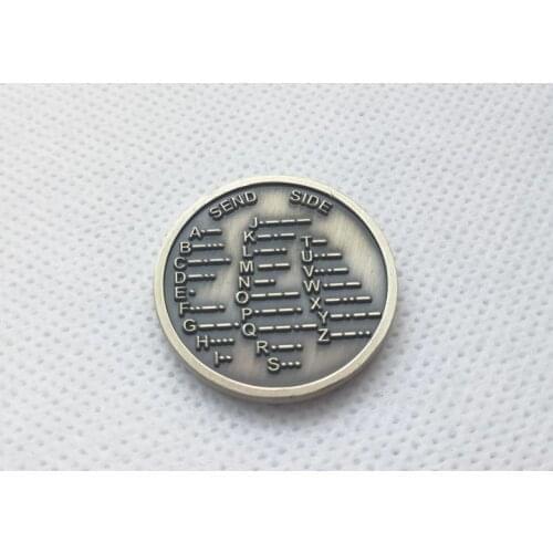 2pcs CW Morse Code Decoder Chart Medal Coin Morse Commemorative Coin Gift Prize 30mm