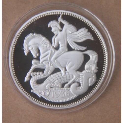 Edward VIII St. Georges Dragon Slaughter40mm Commemorative Silver Plated Coin Souvenir Challenge Collectible Coins Collection