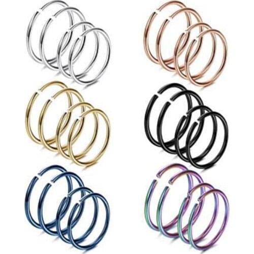 Goth 1pc Stainless Steel Fashion Multicolor Nose Rings Body Jewelry Nose Studs Hooks Body Piercing Faux 20G