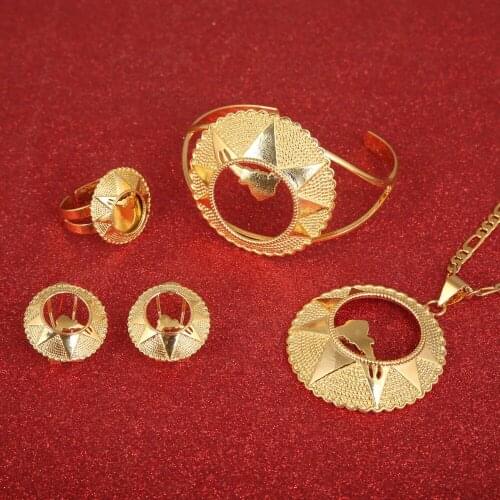 Big Wedding Eritrean Bride Jewelry Sets Necklace Earring Pendant Bangle Ring Eritrea Africa Kenya Ethiopian Jewelry Set