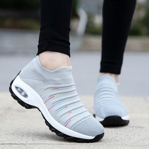 Air cushion mesh casual shoes women sneakers comfortable fashion slip-on platform sneakers woman shoes height increasingdf56