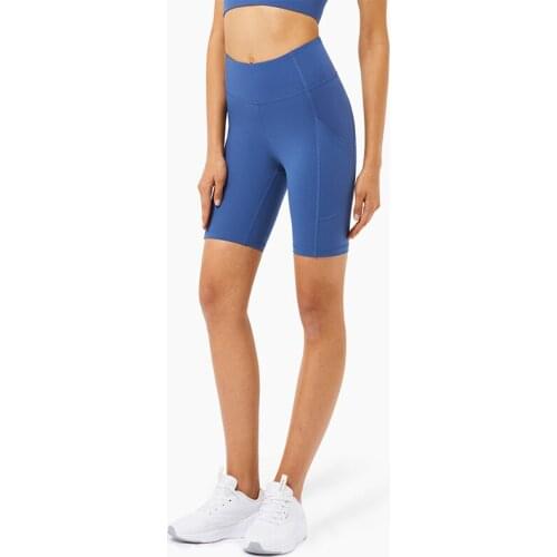 Summer High-Intensity Sports Fitness Shorts Female High Waist Push Hip Yoga Shorts Side Pockets Tight Stretch Five-Point Shorts