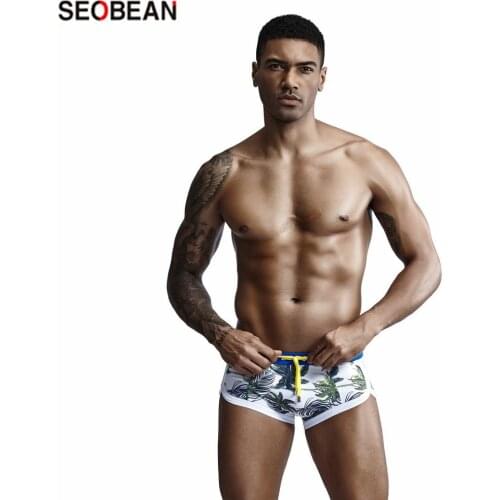 SEOBEAN Mens Swimming Wear Summer Holiday Sports Beach Fashion Digital Printing Aussie Bum Hot Springs Swimming Briefs