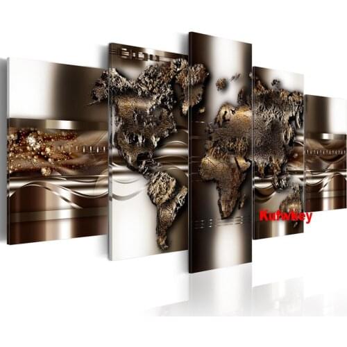 5 Piece set Metal Wolrd 5d diy Diamond Painting Full Square/Round Diamond Embroidery rhinestone Multi-Panel Handicraft Gift