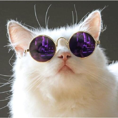 Pet Products Lovely Vintage Round Cat Sunglasses Reflection Eye wear glasses For Small Dog Cat Pet Photos Props Accessories