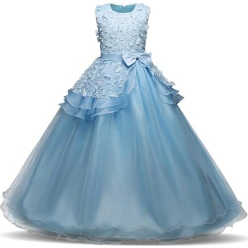Girls Clothing Wedding Party Tutu Dress Christmas Party Children Clothes Teenage Girl Dresses Long Formal Prom Gown for Kids