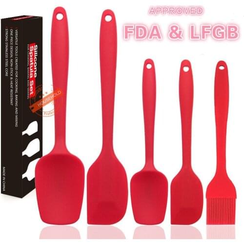 Fda Food Level Silica Gel Scraper 5 PCS Set Cake Cream Spatula Oil Brush Batter Stir Knife Baking Kichen Tool