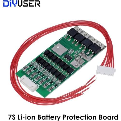 Bms 7S Li-ion Lithium 18650 Battery Protection Board 24V 20A Battery Balancer With Matching Cable Automatic Protection Function