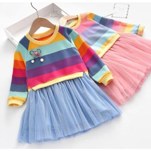 Girls Dress Princess Autumn Sweater Fleece Gauze Tutu Dresses Children Clothing Long Sleeve Dress For cotton kids clothes
