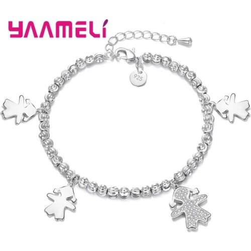 Little kids 925 Sterling Silver Charm Pendants with Top Quality Handmade Beads Chain For Girls Lady Love Jewelry